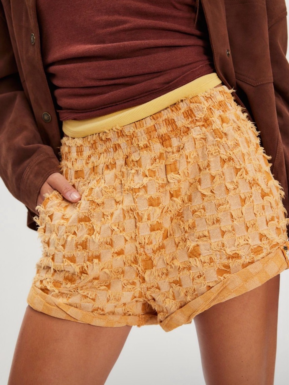 OneTeaspoon hunters gingham denim shorts xxs